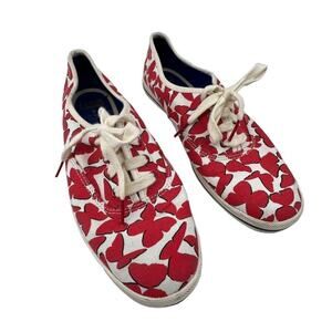 Kate Spade X Keds Sneakers Shoes Size 7.5 White Red Butterfly Print Womens